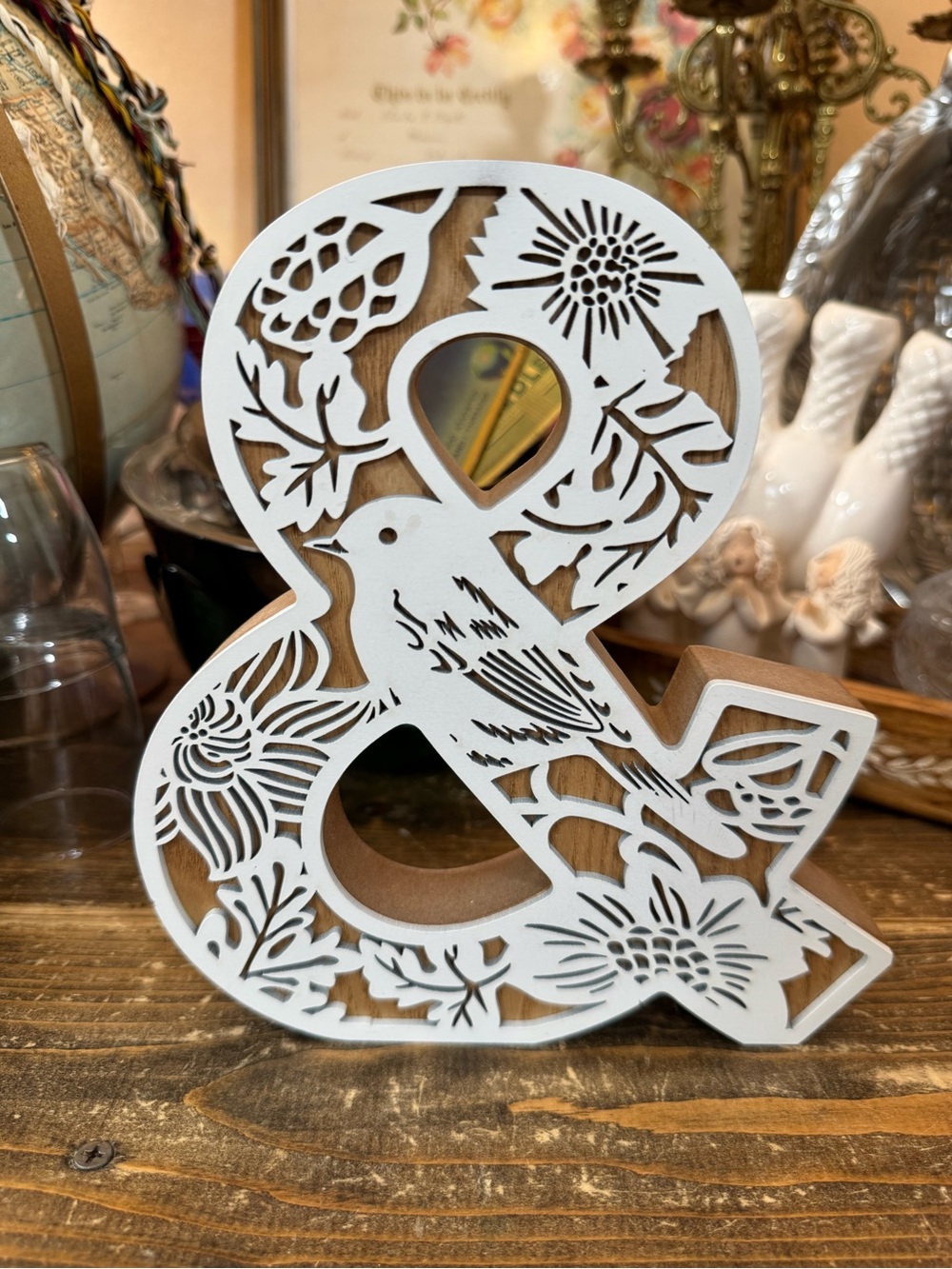 Decorative White Floral Ampersand Wall Accent - Home Wall Decor